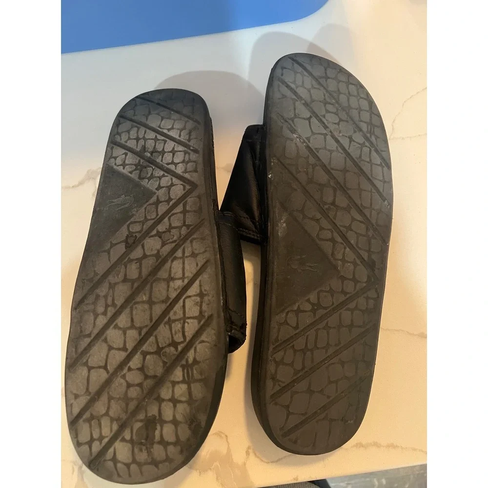 Lacoste Mens Fraisier  Slides Black Crocodile Logo Sandals Size 15